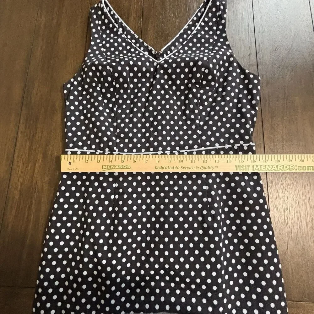 The Limited Dress Womens Size 12 Black Blue Polka Dot Zip Back Sleeveless Pencil